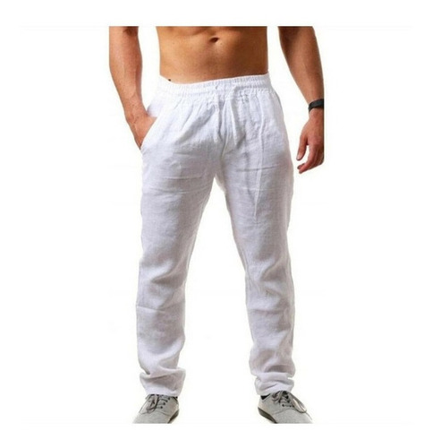 Pantalones De Lino De Algodón Simples Para Hombres