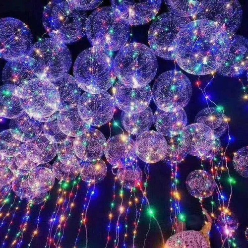 15 Globos Burbuja Cristal Con Luz Transparente Led Luminoso