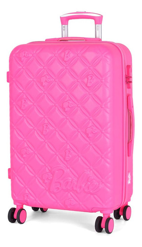 Mala De Bordo Viagem Pequena Barbie Mf10458bb Rodas 360 Rosa