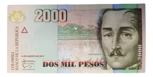 Bilete 2000 Pesos Serial Radar 40344304 01/ago/2014 Unc