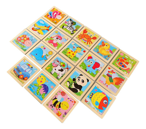 Pack 5 Puzzle Rompecabezas De Madera Didactico 11x11cm Niños