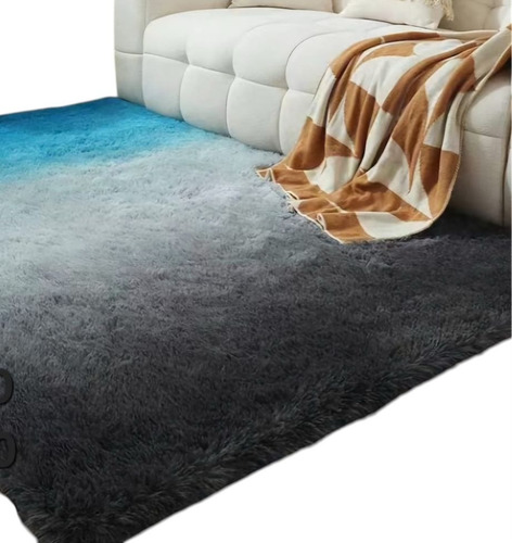 Alfombra Peluda Tricolor 180x200 Suave Decorativa Tf 2 M 1.8 M Liso Azul