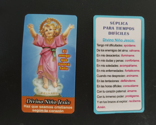 Estampas Plastificadas Divino Niño Jesús. Original 50 Pzs