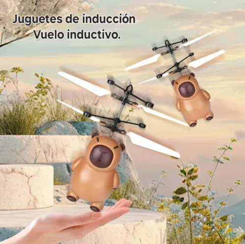 Capibara Volador Helicóptero Sensor Luz Usb Viral Tendencia Rosa Claro