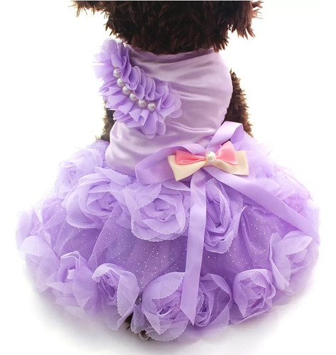 Vestido De Novia Para Perro, Princesa, Tutú, Roseta Y Lazo,