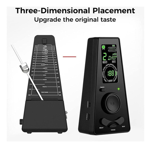 Metrônomo Digital Com Temporizador Para Piano, Guitarra, Bas