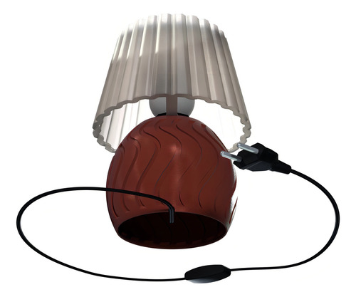 Abajur Base Luminária Mesa Cabeceira Cama Escritório Quarto Cúpula Cinza Estrutura Marrom 110v