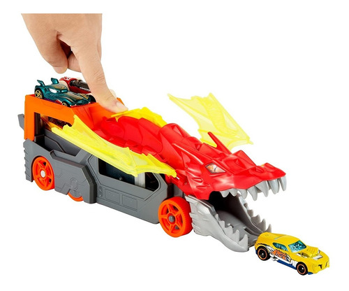 Imagem 4 de 10 de Hot Wheels City Reboque De Dragão Com Carrinho Gtk42 Mattel