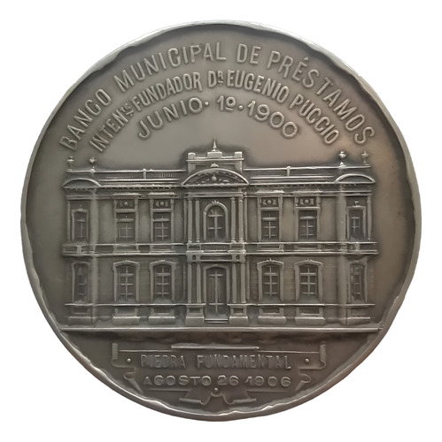 Antigua Medalla Banco Municipal Préstamos 1906 Santa Fe
