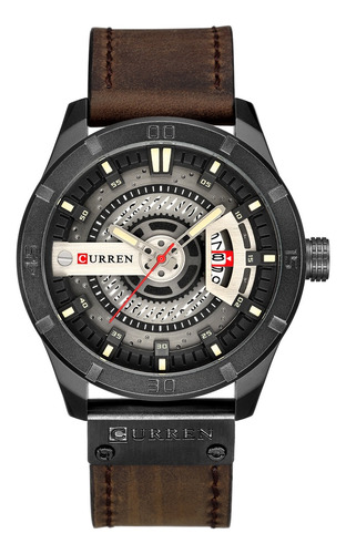 Reloj Curren 8301x original para hombre, correa de piel, color marrón
