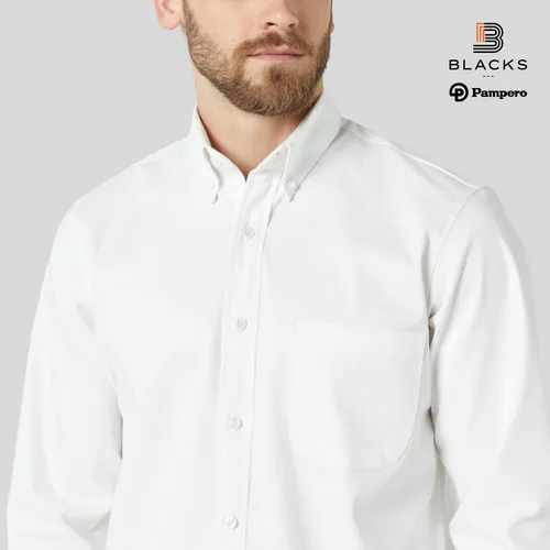 Camisa Blanca De Vestir Oxford Pampero Hombre Trabajo Urbano 34.310