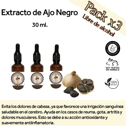 Extracto De Ajo Negro - Pack X 3 - Sin Alcohol