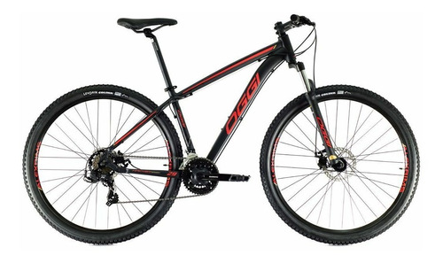 Mountain bike Oggi Hacker Sport 2021 aro 29 17" 21v freios de disco mecânico câmbios Shimano Tourney TZ300 y Shimano Tourney TY500 cor preto/vermelho