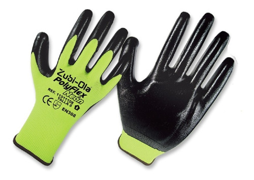 Guantes Neon X 10 Pares Recubiertos En Nitrilo Zubi-ola