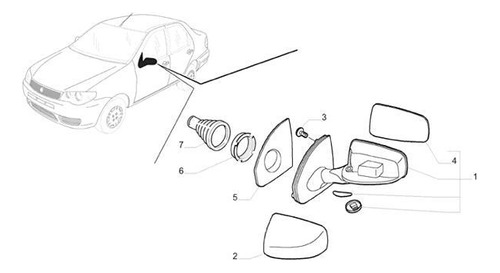 Kit Tapa Retrovisor Derecho Fiat