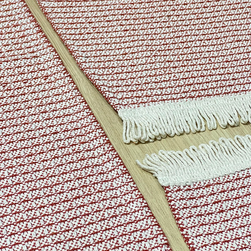 Jogo De Passadeira Tapete Algodão Quarto Cozinha Balãozinho Comprimento 145 Cm Cor Terracota Largura 45 Cm