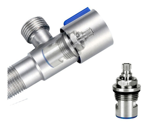 Imagen 6 de 9 de Llave Arresto Bari 1/2 X 1/2 De Acero Inoxidable Con Roseta