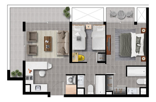 Departamento En Venta De 2 Dorm. En La Florida