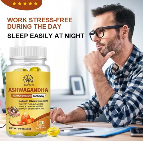 Ashwagandha 5000mg Vegetarianas, Estrés, Cerebro, Memoria