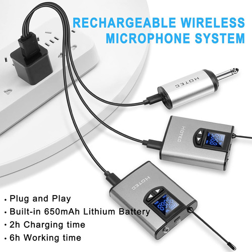 Sistema Sem Fio Hotec Com Microfones De Ouvido Duplo/laval..