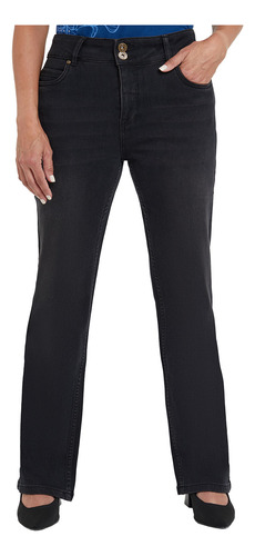 Jeans Recto Tiro Alto Negro Mujer Fashion's Park