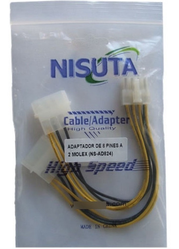 Cable Adaptador 2 Molex A 8 Pines Para Motherboard Atx
