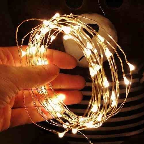 2 X Guirnaldas Luces Micro Led Hadas 10 Mtrs Pilas Navidad