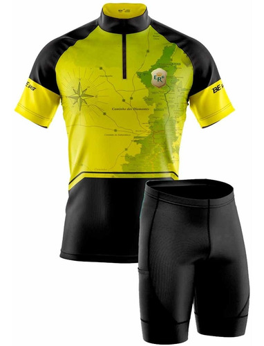 Conjunto Camisa E Bermuda Ciclismo Estrada Real Amarela