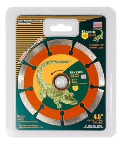Disco De Diamante Rin Segmentado 4-1/2 X 7/8 Caiman Cut