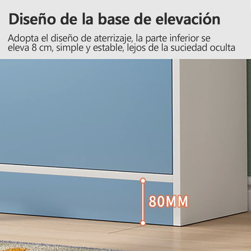 Librero De Madera Moderno De 4 Pisos Con 2 Puertas Sencillo Azul