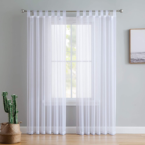 Juego De Cortinas Voile Simple Larga 210 Cms.