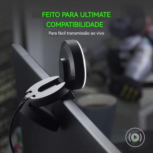 Webcam Razer Kiyo Full Hd 1080p Iluminação 12 Leds Gamer Cor Preto