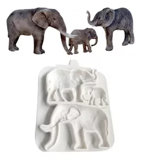 Molde De Silicone Safari - Elefantes E Filhote