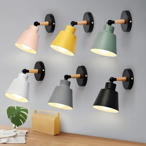 Lámpara De Pared Led De Madera Simple Y Creativa, Lámpara De