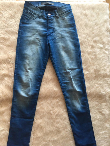 Pantalon De Jean Mujer Azul Elastizado Chupin Tiro Alto Mojo