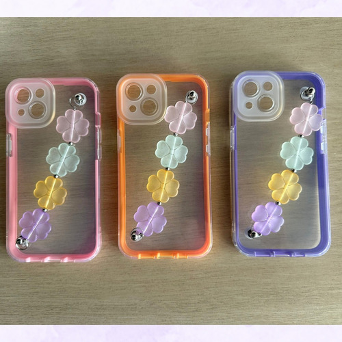 Funda Transparente Para iPhone Con Correa De Flores