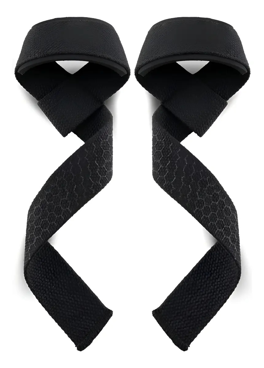 1 Par Straps Muñequera Gym Crossfit Pesas Lifting Fitness Cinta Silicona Antideslizante Negro Hoovoo
