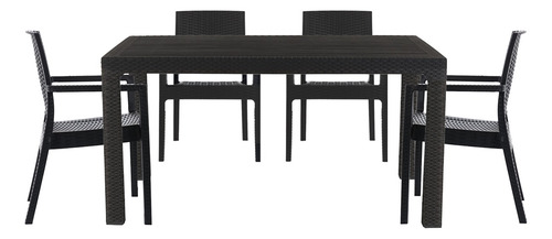Juego De Jardin Mesa Niza + 4 Sillones Milano Gardenlife