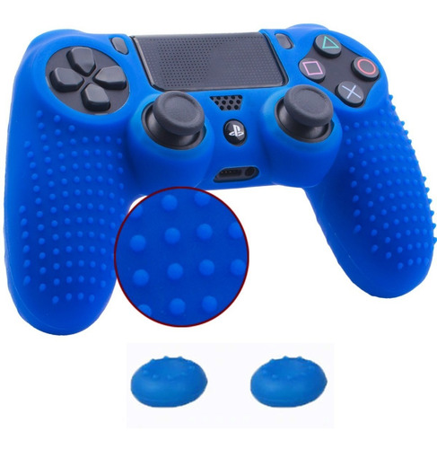 Imagen 2 de 9 de Funda Silicona Antideslizante Joystick Ps4 + 2 Grips
