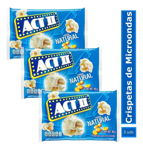 Crispetas Para Microondas Actii Natural X 3 Uds.