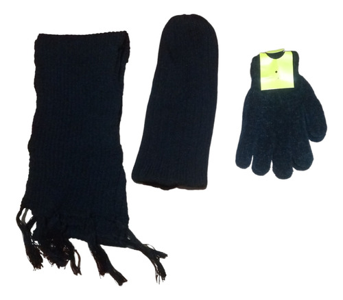 Combo Térmico: 3 Cosas Guantes, Gorro Y Bufanda Lana 2ar 