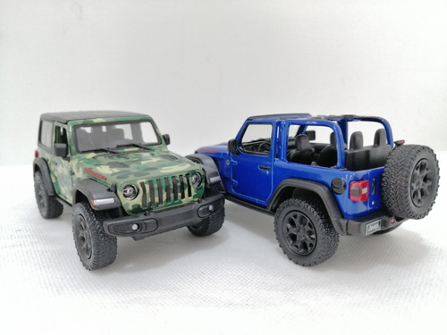 Dúo Jeep Wrangler, Azul Y Verde,  Escala 1:38, Metál, 12cms