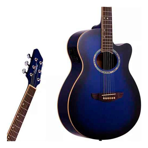 Guitarra Acustica Leonard Con Corte Caja Apx - Azul