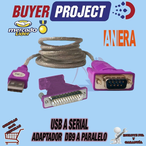 Cable Adaptador Usb A Serial Db9 Male + Adaptador Db9 A Db25