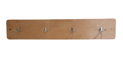 Perchero De Pared Madera 4 Ganchos Dobles