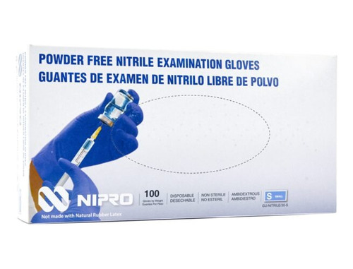 Guante Nitrilo Azul M Nipro Sin Polvo X 100 Unidades