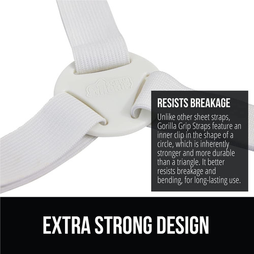 Sujetadores Elásticos Gorilla Grip Sábanas, Pack 8 - Blanco