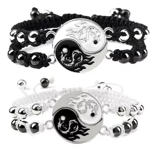 Pulseras Trenzada Ajustable Yin Yang Promesa De Amor 2und