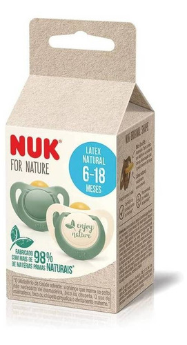 Chupeta Nuk For Nature Bico Latex 6m+ Kit Com 2 Peças