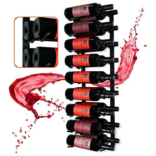 Wine Rack Wall Mounted 18 Bottles - Wrought Iron Hangin...